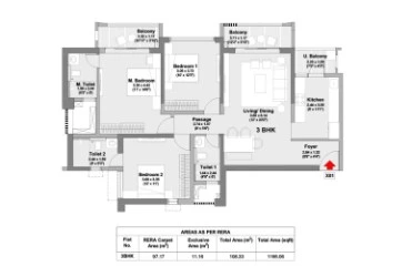 Godrej Elaris 3 BHK Premium Plus Floor Plan